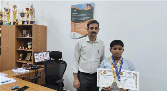 80th State-Level Karate Championship-outstanding achievement-Kirubakaran of Grade 6